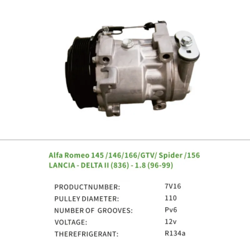 60624595 60814574 Car Air Compressor for ALFA ROMEO 145/146/166/ SPIDER LANCIA DELTA II 7V16