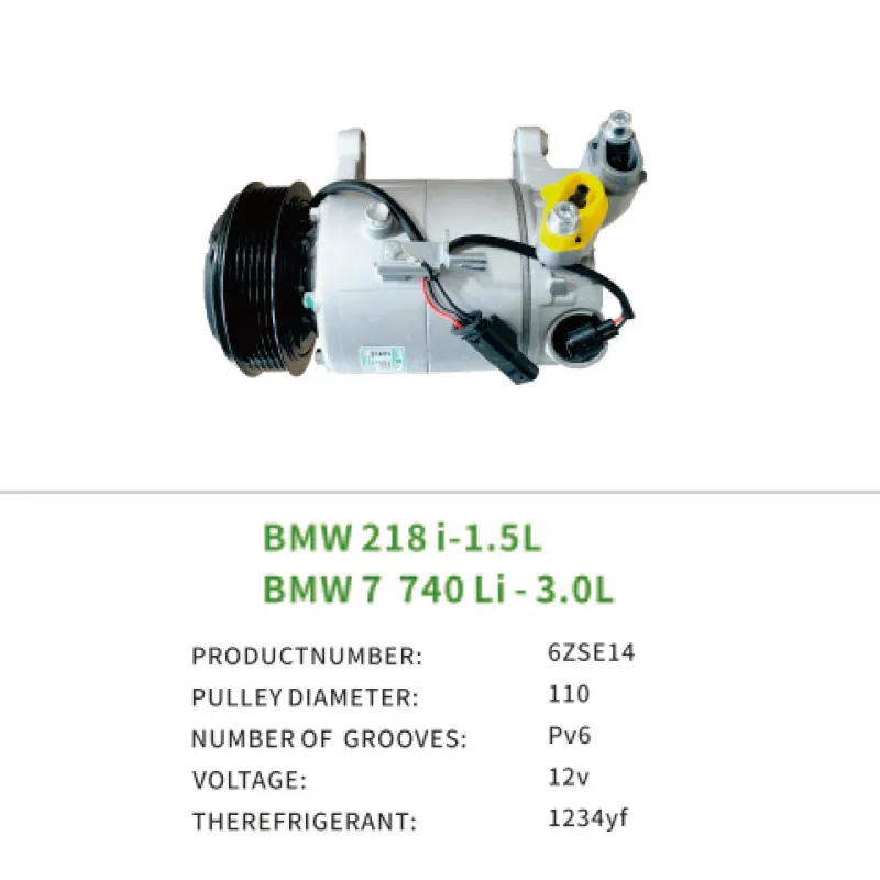Air Compressor for BMW 7 series 740Li 3.0L 218i 1.5L 64525A3F1D2 64526811430 6ZSE14