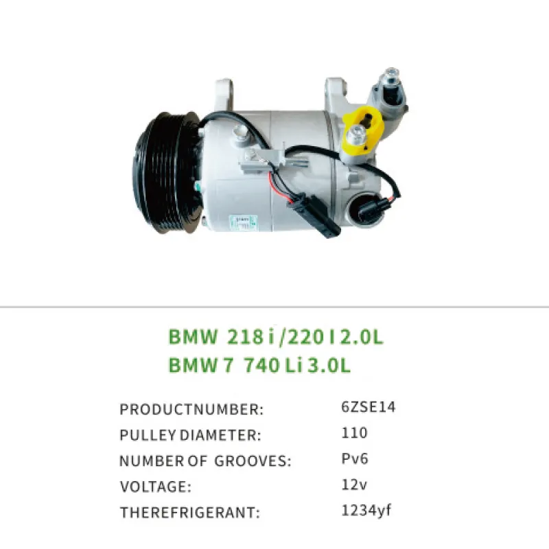 Air Compressor for BMW 7 series 740Li 3.0L 218i 220i 2.0L 6826880 64526811433 6ZSE14