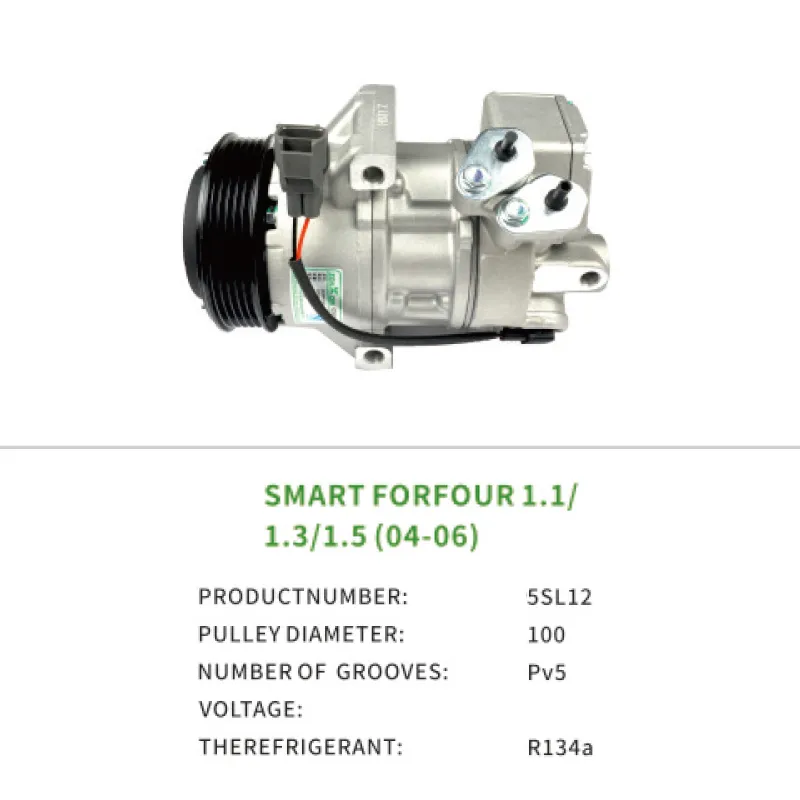 AC Compressor for MERCEDES BENZ SMART FORFOUR MITSUBISHI COLT A4542300111 4542300111 MR568990 5SL12