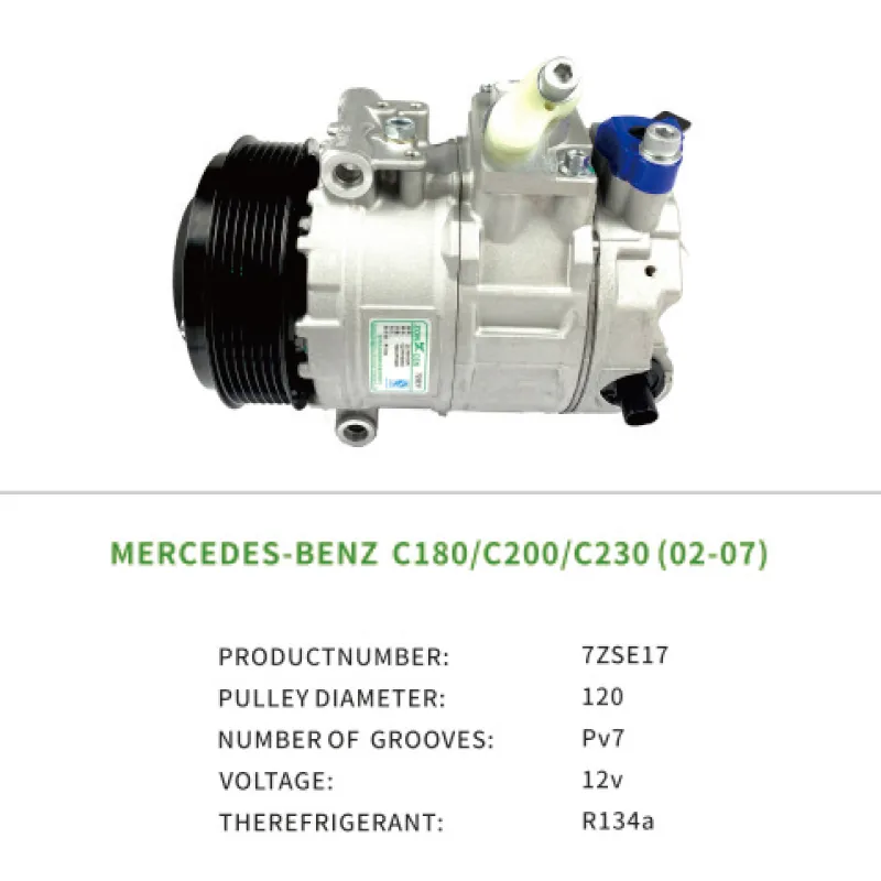 Auto Parts 0022304911 A0002306211 A0002309711 Car AC Compressor for Mercedes Benz C180 C200 C230 7ZSE17