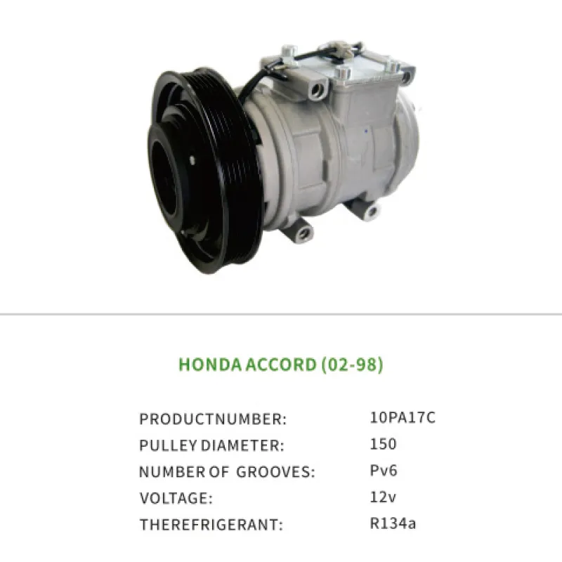 AC Compressor for Honda ACCORD Coupe CG 1997–2003 Shuttle MPV RA 1994–2004 38810P3G003 10PA17C