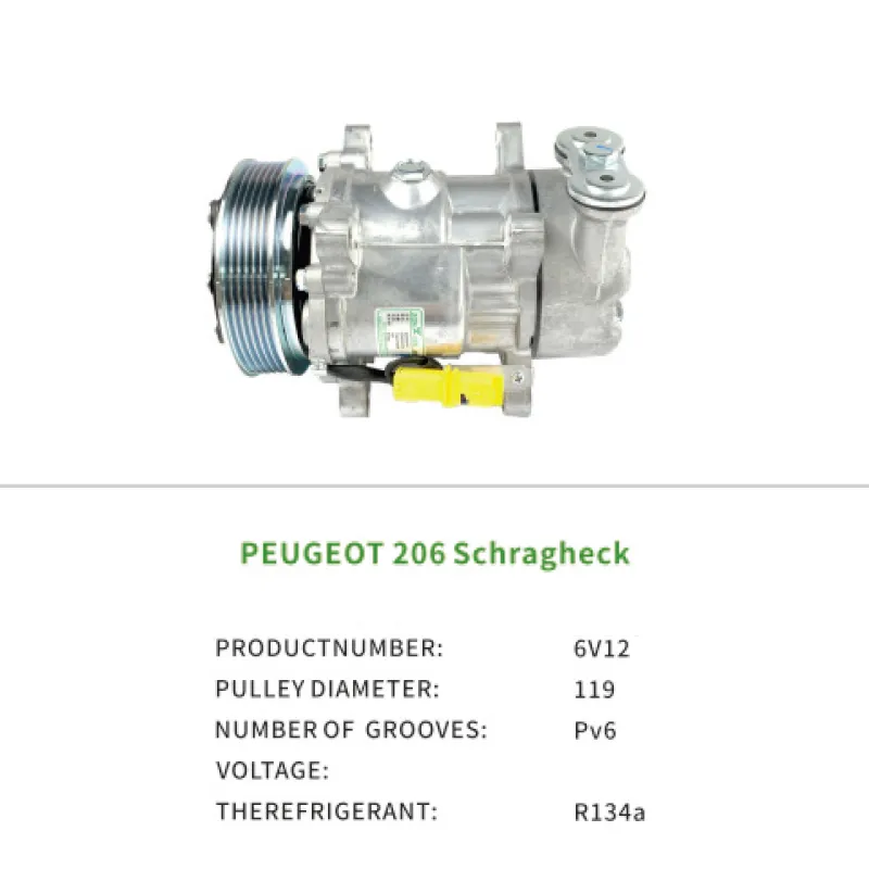 Car Air Compressor 9628239480 6453CN for Citroen BERLINGO XSARA N68 1.6L Peugeot 206 Schragheck 6V12