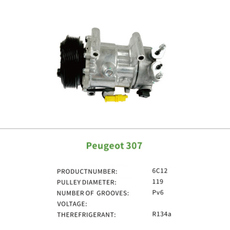 Air Compressor 9651910980 9659875780 for Peugeot 207 307 308 508 Citroen C4 DS3 BERLINGO 6C12