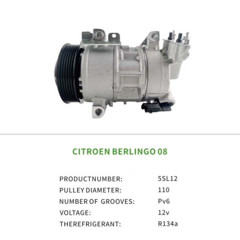 High Quality AC Parts Compressor 9801764380 Car Air Conditioner for CITROEN BERLINGO 2008- 5SL12