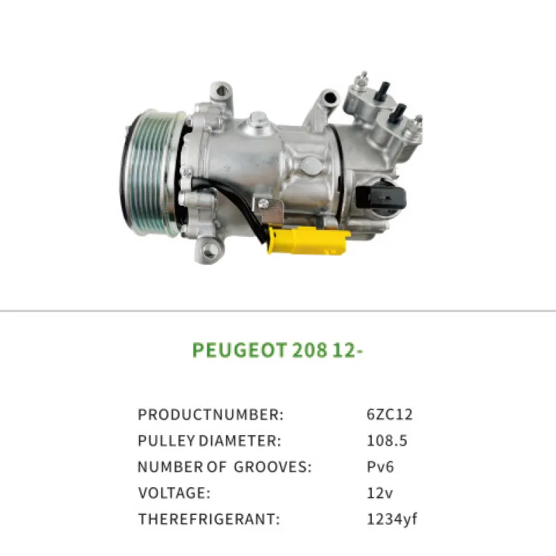 High Quality AC Parts Compressor 9802456780 Car Air Conditioner for PEUGEOT 208 2013- 6ZC12