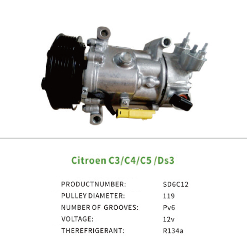 AC Compressor for Citroen Berlingo C3 II Picasso C4 I C5 III SD6C12 648708 648709 9670318880 9671216280