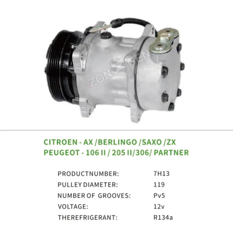 AC Compressor for CITROEN AX SAXO ZX PEUGEOT 106 II 205 II 306 9616821480 6453GN 6453N3 7H13