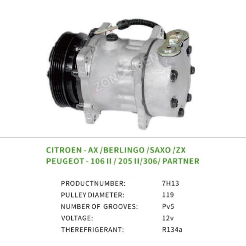 AC Compressor for CITROEN AX SAXO ZX PEUGEOT 106 II 205 II 306 9616821480 6453GN 6453N3 7H13