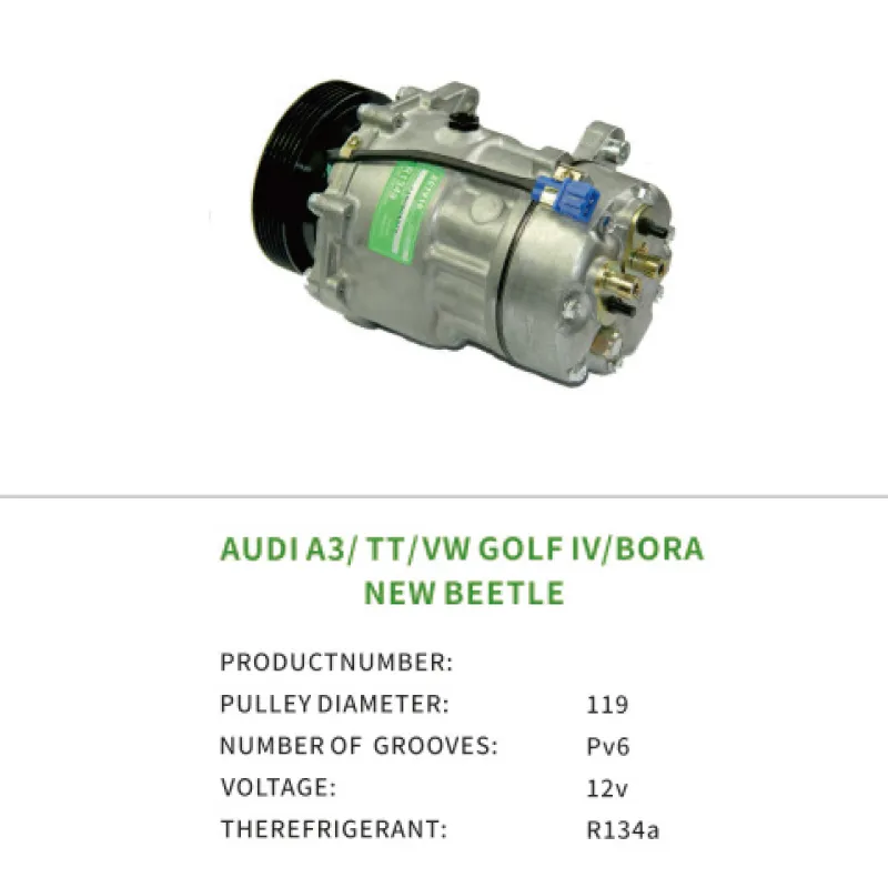 1J0820803A 91AG19D629BD 7M3820803A Wholesale Cooling System Auto Part Air Compressor AC Compressor for Audi A3 TT FORD GALAXY SEAT ALHAMBRA SKODA OCTAVIA VW Amarok GOLF IV