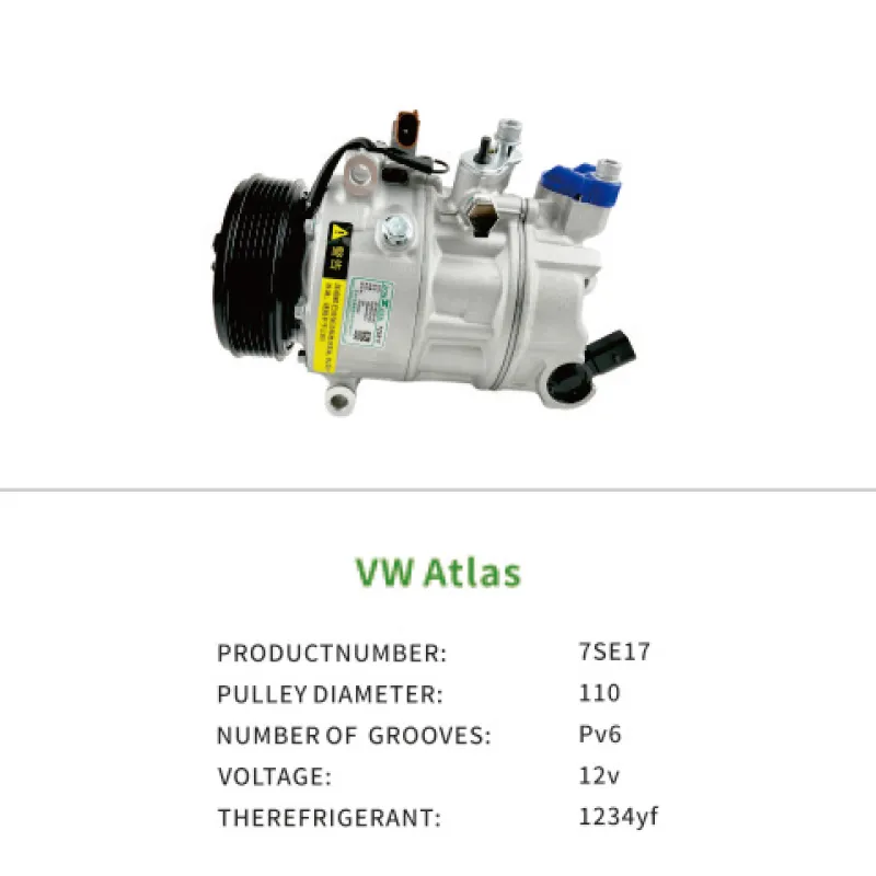 Wholesale 7N0816803E Cooling System Auto Part Air Compressor AC for Volkswagen VW Atlas R1234YF 2018- 7SE17