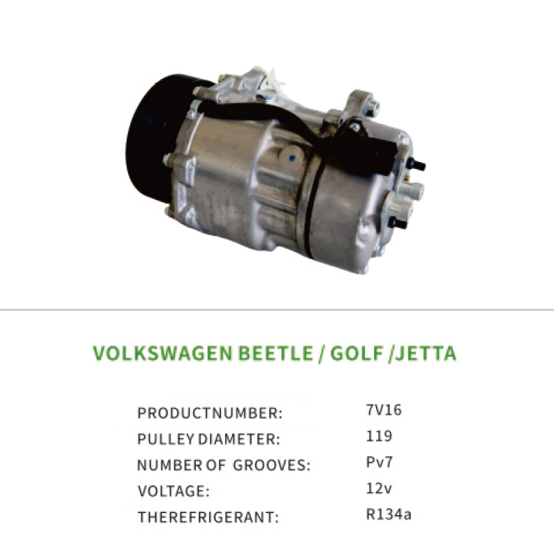 Auto AC Compressor for VW GOLF BEETLE JETTA 01-99 1J0820803F 1J0820803E Automobile air Conditioning 7V16