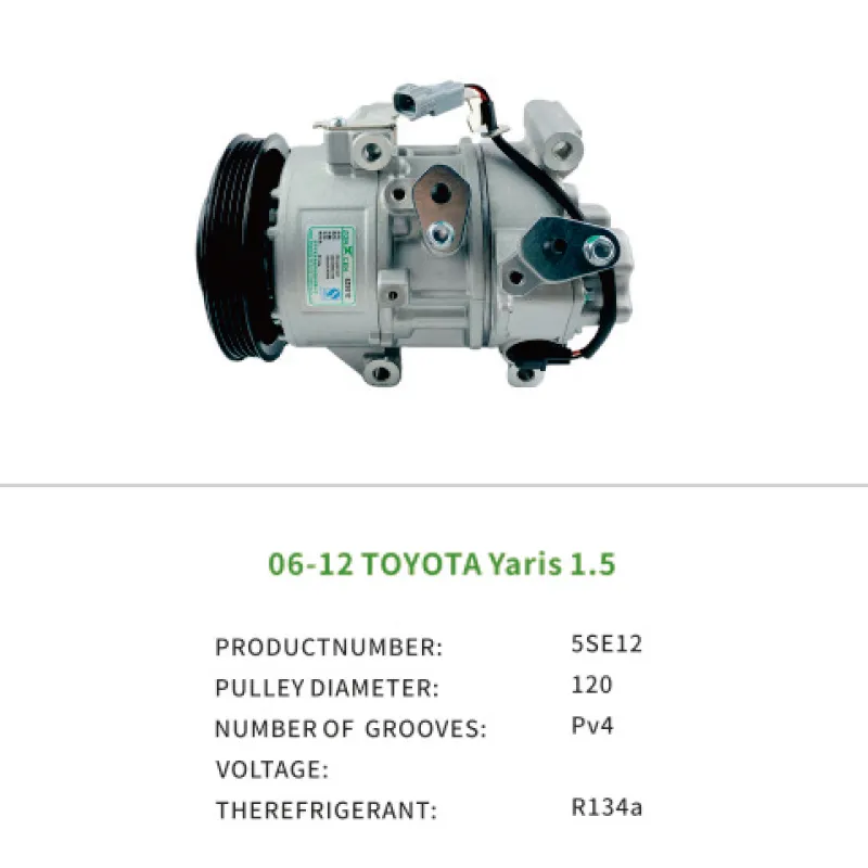 thumbnail image 2 of SHZAITOR A/C Compressor With Clutch For Toyota Yaris 2007-2012 1.5L L4 – Replaces 8831052481, 4710622 2 of 5