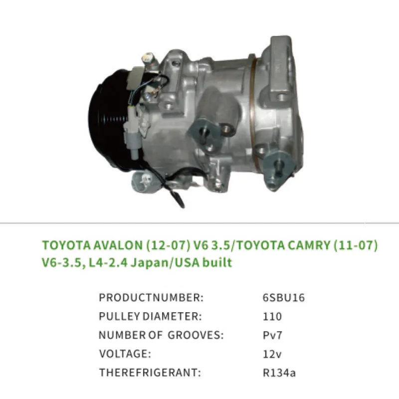 Air Compressor OEM 8832033200 for Toyota AVALON CAMRY 3.5L 6CYL 6SBU16 Auto AC Compressor