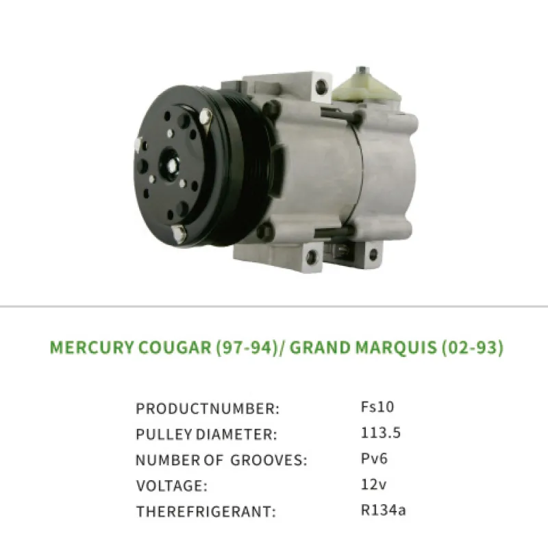 AC Compressor F3VH19703AA for Ford MERCURY COUGAR GRAND MARQUIS Fs10